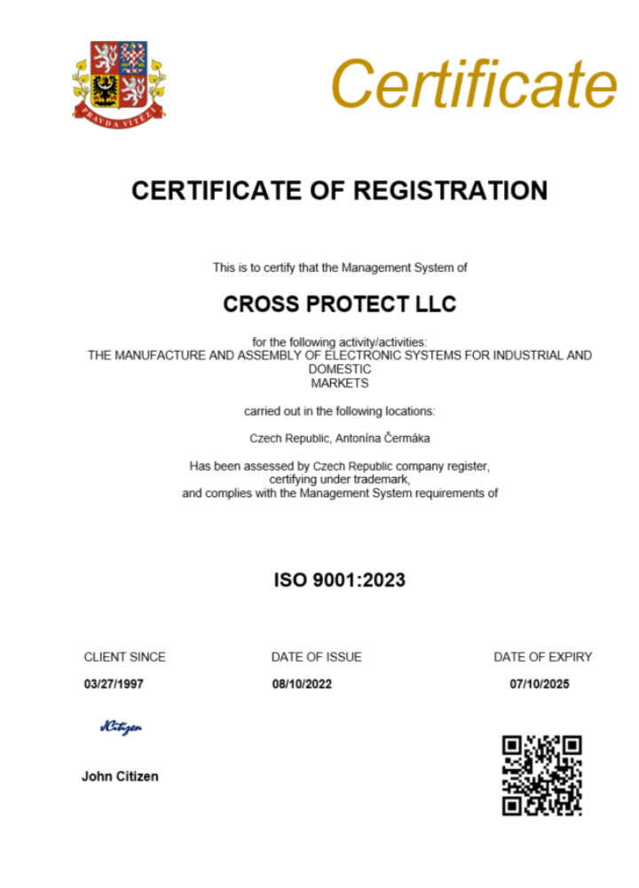 Czech Republic certificate of registration Word and PDF template